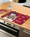 Christmas Countertop Burners Protection Mats for Kitchen, Snowflake Snowman with Gift Red Rubber Stove Top Cover Mat, Heat Proof Mats Cooktop Cover for Counter Dish Drying Mat, 31"x24"