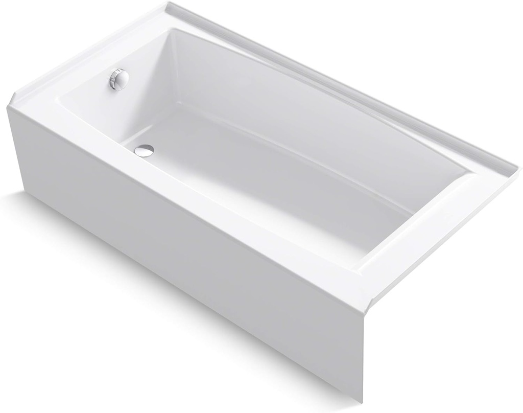 KOHLER K-26109-LA-0 Entity 60-Inch x 30-Inch Alcove Bath with Integral apron, integral flange and left hand drain, White