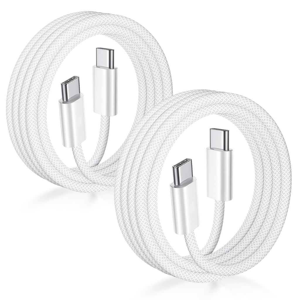 USB C to USB C Cable 3FT Certified 2Pack 60W usbc Woven Fast Charging Type C Charger Cord Compatible with iPhone 17/16 Pro Max Plus Samsung S23 Note 20 iPad Pro Air Mini MacBook Air