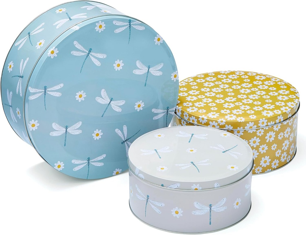 Cooksmart England Set of 3 Round Cake Storage Tins | British Designed Nesting Cake Tins for Cakes & Biscuits
