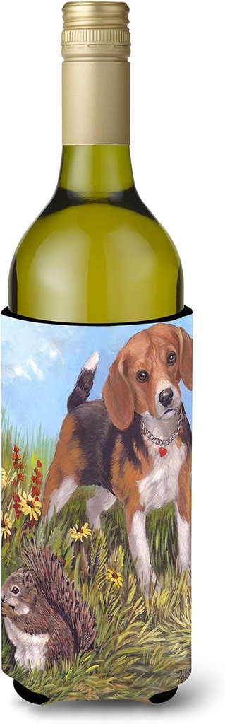 Caroline's Treasures PPP3016LITERK Beagle Hunter Hunted Wine Bottle Hugger Bottle Cooler Sleeve Hugger Machine Washable Collapsible Insulator Beverage Insulated Holder