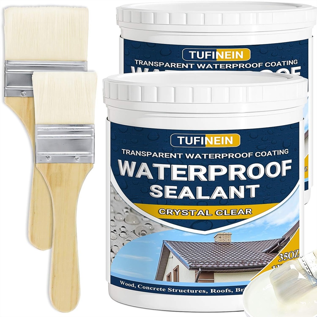 Waterproof Sealant 70oz Clear, TUFINEIN Transparent Waterproof Coating Water-Based Invisible Agent Roofs, Walls, Garden, Terraces Indoor & Outdoor