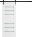 SARTODOORS Quadro 4266 | Interior Single Sliding barn Door with Frosted Glass, MDF, 28x80, White, Modern Style | Hardware Included