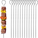 Kabob Skewers Stainless - 14 Inch Reusable Round BBQ Barbecue Kebab 12pcs Steel Sticks for Grilling Meat Chicken Vegetables Outdoor Grill