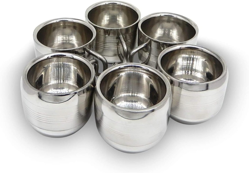 6 Pieces Stainless Steel Espresso Cups Double Wall Insulated Cups Heat Resistant Espresso Coffee Cups Unbreakable Stemless Tumbler Small Cup for Indoor or Outdoor Events Picnics Party