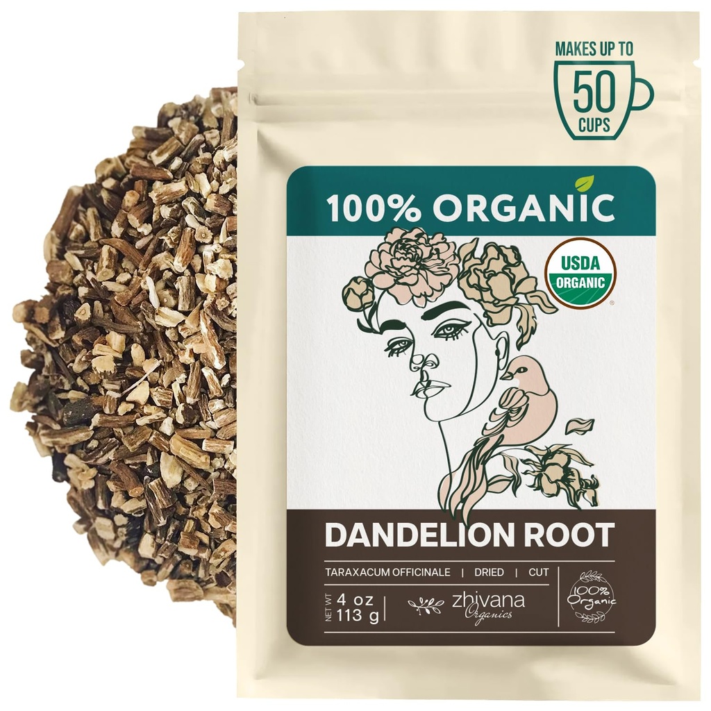 Dandelion Root Organic - Dandelion Tea - Diente de Leon Organico – Natural Cleansing, Gut Flora, Digestion, Liver, Skin – 4 oz