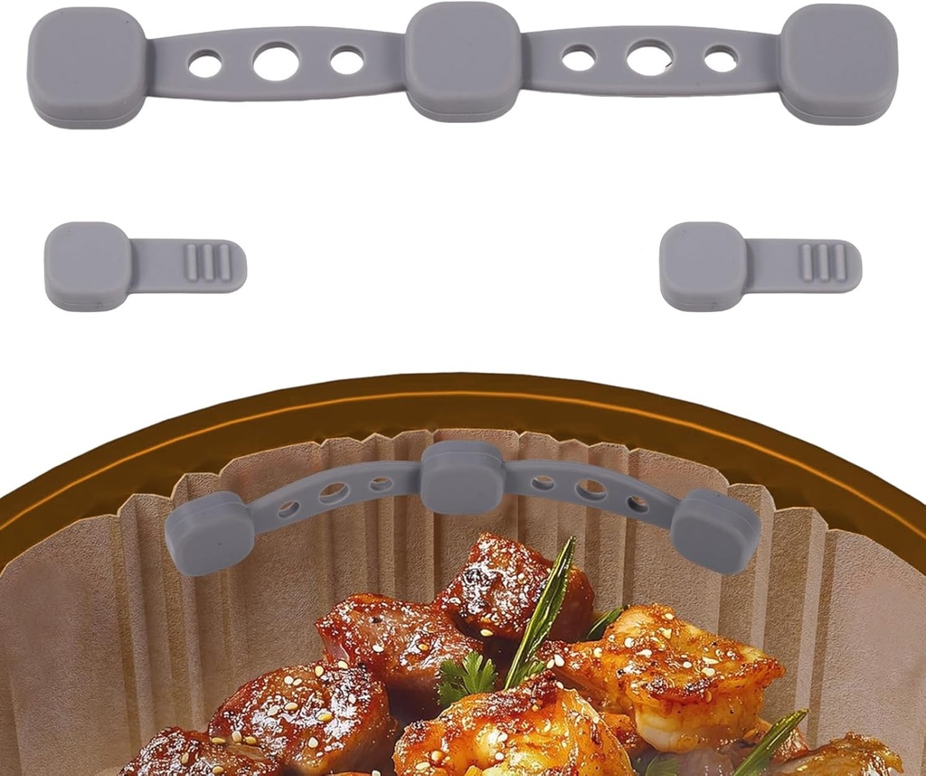 3pcs Air Fryer Magnet Silicone Buckle, Air Fryer Liner Magnets for Holding Parchment Paper Magnetic Holders Accessories for Locking Disposable Liners & Preventing Paper to Burn (Grey)