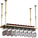 Wine Glass Rack Ceiling, Hanging Wine Stemware Holder Wine Champagne Goblets Holder Adjustable Height, Wine Glass - Wine Bottle Display Rack For Wine Cellar Bar
