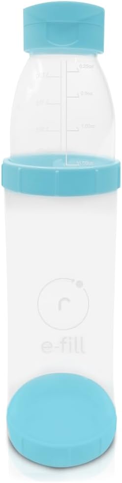 Re-Fill Powder Container To-Go, 2-Compartment Powder Travel Dispenser with Measurements - Powder Container for Protein Powder and Pre-Workout to use On-The-Go (Blue)