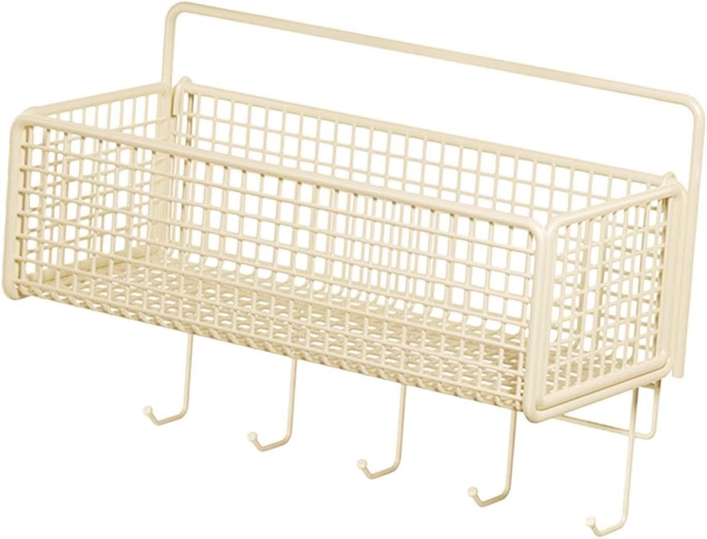 Organizer Wall Mounted Metal Ease of Cleaning, Wire Storage Basket, Hanging Kitchen Basket for Living Room, with hooks, 36cmx15cmx13cm