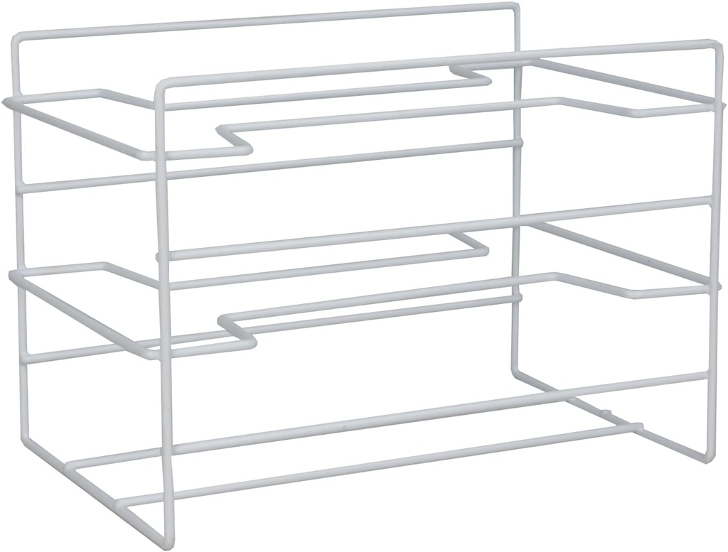 Home Basics 3 Tier Heavy Duty Kitchen Countertop or Cabinet Wrap Organizer for Food Wrap, Foil, Wax Parchment Paper, Plastic Bags White Finish