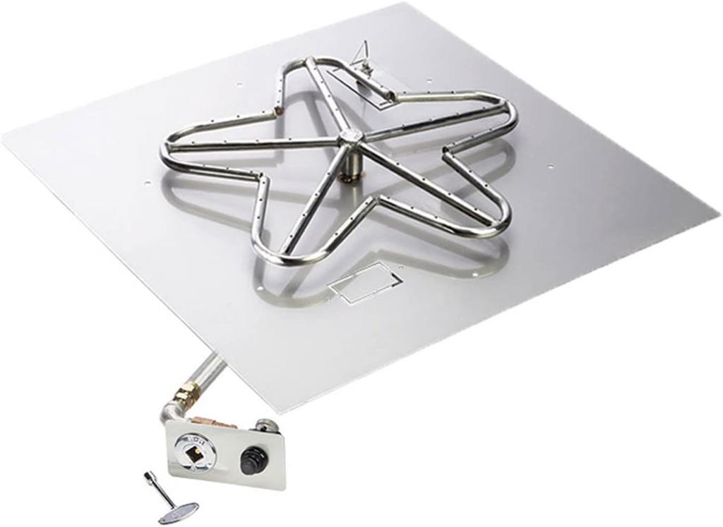 HPC Fire Spark Ignition Fire Pit Burner Kit (PENTA30-FPK-SQ-NG), 30x30-Inch Flat Pan, Natural Gas