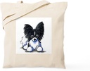 CafePress B/W Papillon Tote Bag Natural Canvas Tote Bag, Reusable Shopping Bag