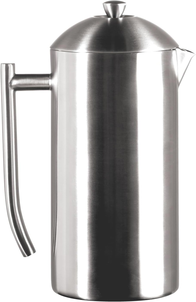 Frieling Coffee Press Stainless Steel French Press Coffee Maker - 44 oz, Brushed Stainless Steel - Double-Walled Insulated Zero Sediment Filter - For Home & Camping