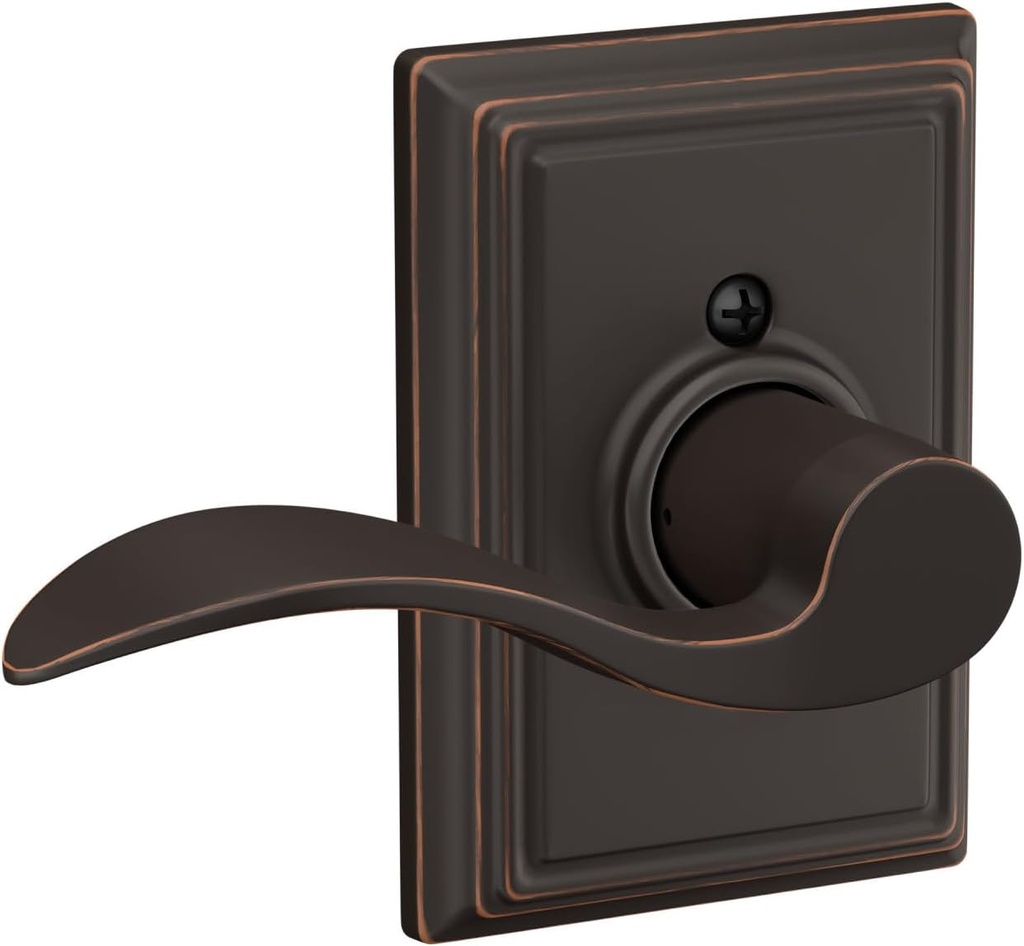 SCHLAGE Accent Lever with Addison Trim Non-Turning Lock in Aged Bronze - Right Handed - F170 ACC 716 ADD RH