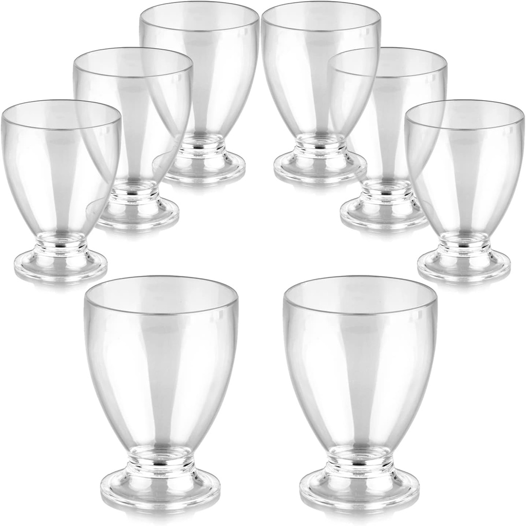 Unbreakable Clear Goblet Drinking Glass Ideal for Wine and Liquor Reusable Polycarbonate Plastic Wine Drinkware Set of 8