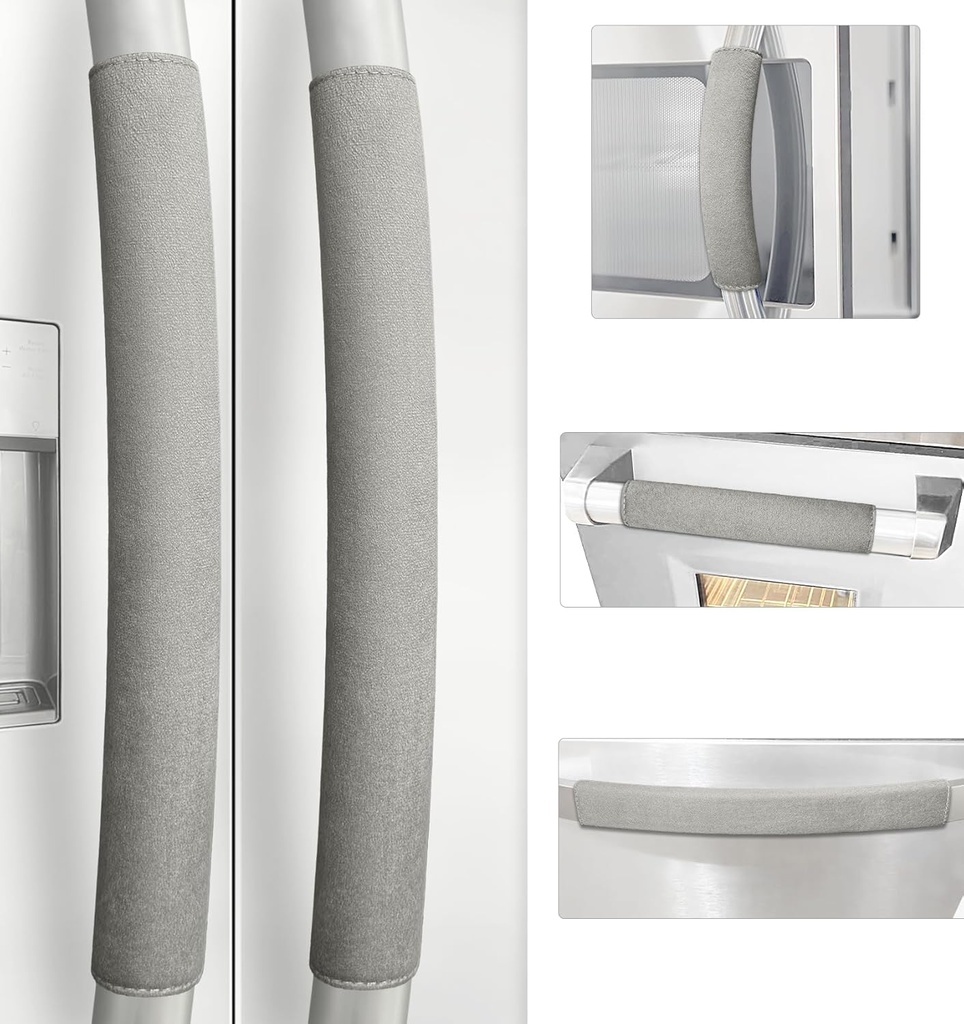 Refrigerator Door Handle Covers, Set of 5, Non-Slip Appliance Handle Covers, Washable Fridge Handle Covers, Keep Your Kitchen Clean, Freezer Microwave Oven Dishwasher Handle Protector(Gray)