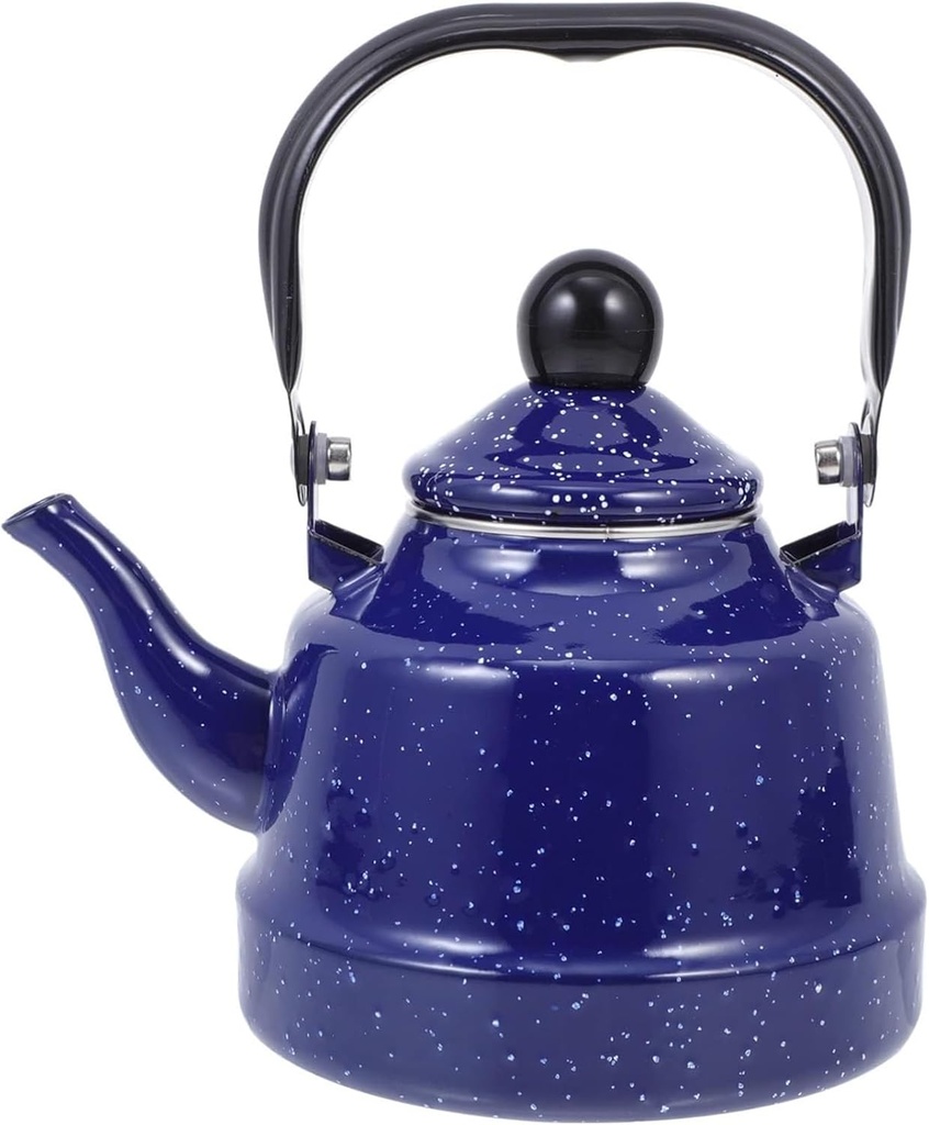 Enamel Teawith Handle,Stovetop Teapot Fast Heating Hot Water Pot for Gas,Induction,Electric(Blue,1.7L)