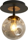 SZXYKEJI 1-Light Mini Glass Globe Ceiling Light,Modern Semi Flush Mount Light Fixture,Black Ceiling Light for Hallway Aisle Porch Stairway Closet.