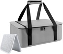 Insulated Casserole Carrier Bag for Hot or Cold Food, Portable Snackle Bags Keep Contanier Thermal and Cooling, Carrying 11x15 Baking Pan,Travel Picnic Cake Dessert Warmer /Cooler Carriers Boxes, Grey