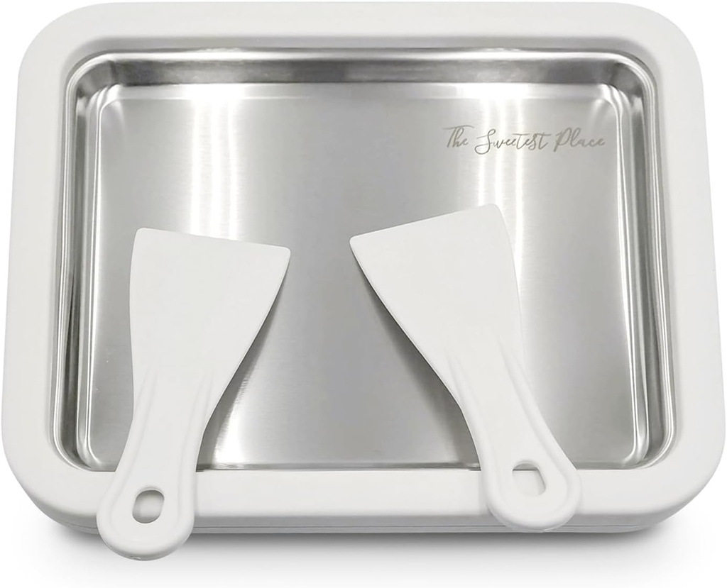 Pan N Ice Cream Roll Kit Rolled Ice Cream Machine Mochi Maker Machine Pre Roll Machine Soft Serve Yogurt Maker Premium Buttercream Icing Ice Plate Rolling Tray Kit 10.7"x 10.7"