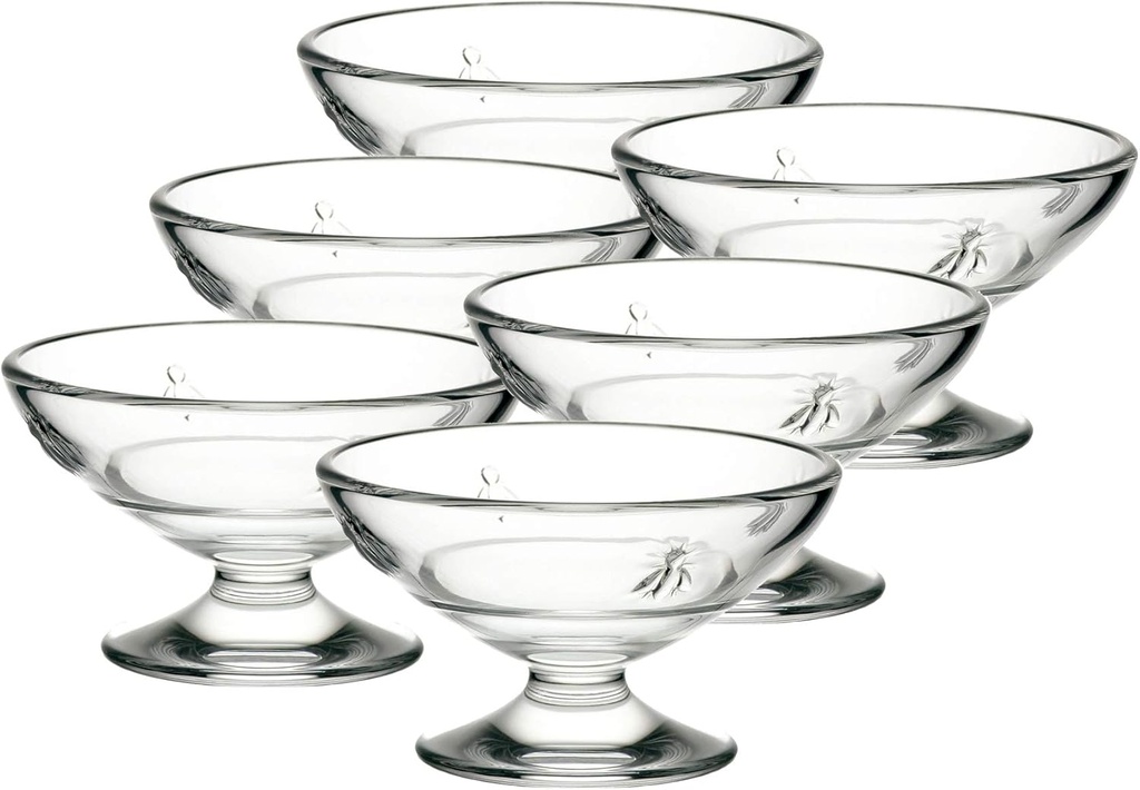 La Rochere Napoleon Bee Ice Cream Dishes – Stylish and Versatile Ice Cream Bowl Set of 6 – Dishwasher Safe La Rochere Glassware (6.5 Oz)