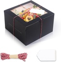 20Pcs 8 Inch Cake Boxes with Window, 8x8x5 Inches Black Bakery Boxes, Cake Carrier Container for Pastries, Pie, Cookies, Chocolates, Cupcakes, Birthday Party, Wedding