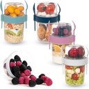 4-Pack 22 oz Portable Breakfast Cups with Lids & Spoons – Reusable Cereal and Yogurt Containers with Topping Compartment – Ideal for Granola, Oatmeal, Overnight Oats & Snacks (22 oz - 4 Pack)