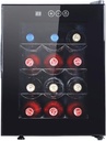12 Bottle Wine Cooler Refrigerator Large Freestanding Wine Cellar Compressor For Red, White, Champagne or Sparkling Wine Digital Temperature Control Fridge Glass Door