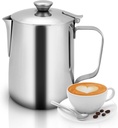 Coffee Milk Frothing Cup, Stainless Steel Espresso Coffee Steaming Pitchers with Lid Coffee Steaming Pitcher Coffee Machine Accessories Barista Tool for Latte Coffee Art (1500ml)