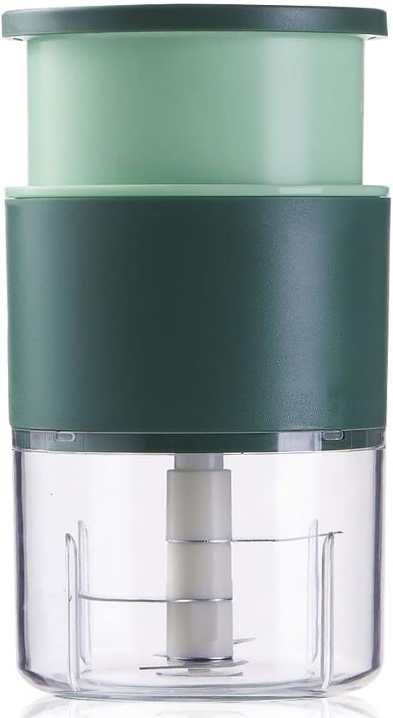 Manual Garlic Chopper Portable Food Chopper Garlic Masher Kitchen Food Slicer Stainless Steel Manual Food Processor for Vegetables Fruits Meat Minced Crusher Machine Outdoor Hand, Green