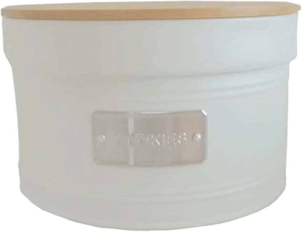 OLOTU Storage Metal Bread Box, Multifunctional Round Bread Holder for Food Snacks Breakfast Decoration, White Bread Bin with Lid Bread Bin