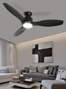48" Ceiling Fan with Light amd Remote, Black Flush Mount Ceiling Fan with 3 Blades,3 Color Light, 6 Speed, Queit DC Motor, for Indoor/Outdoor/Bedroom/Living Room/Patios, Black
