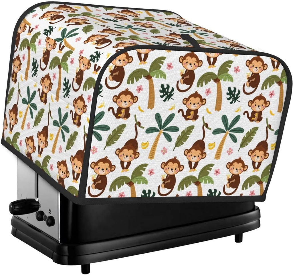 Oven Cover Kitchen Bread Machine Protector,4 Slice Toaster Cover For Home,Fingerprint Coaster Cover,Kitchen Small Appliance,Monkeys Swinging From Palms