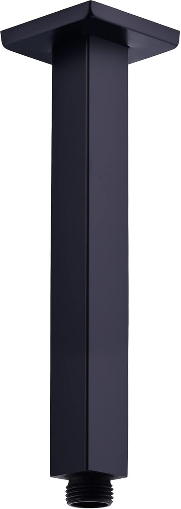 Shower Arm with Flange Ceiling Mounted 8 Inch Square Extension Pipe for Overhead Rainfall Shower Head, Solid Stainless Steel,Matte Black