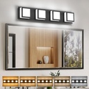 4-Light Bathroom Lighting Fixtures Over Mirror (5CCT, Dimmable), Black Led Modern Vanity Light for Bathroom (3000K/3500K/4000K/5000K/6000K)