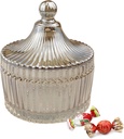 Amber 280ML 10OZ Crystal Glass Candy Dish with Lid Decorative Covered Bowl Container Box Apothecary Jar for Home, Kitchen, Office, Desk, Gift