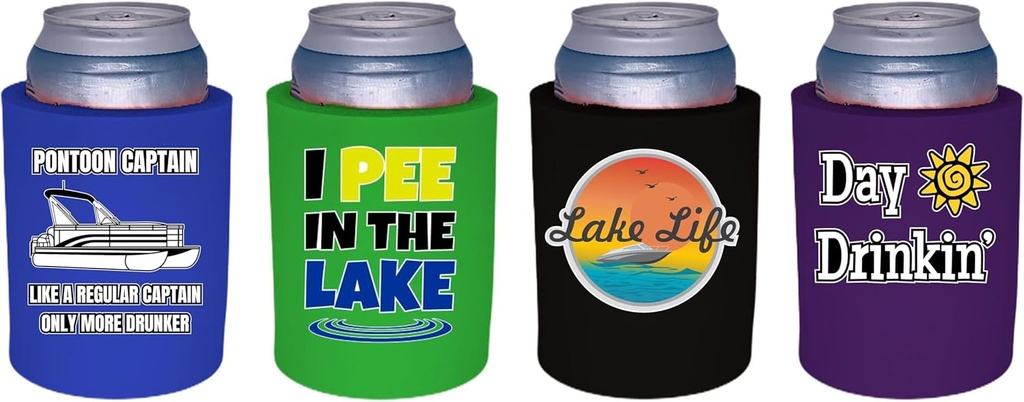 Lake Related Designs Thick Foam Old School Can Coolie 4 Pack
