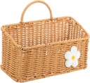 Kitchen Woven Vegetable Basket Wall Hanging Storage Organizer for Onions Garlic and More Rustic Imitation Rattan Design for Home and Easy Access