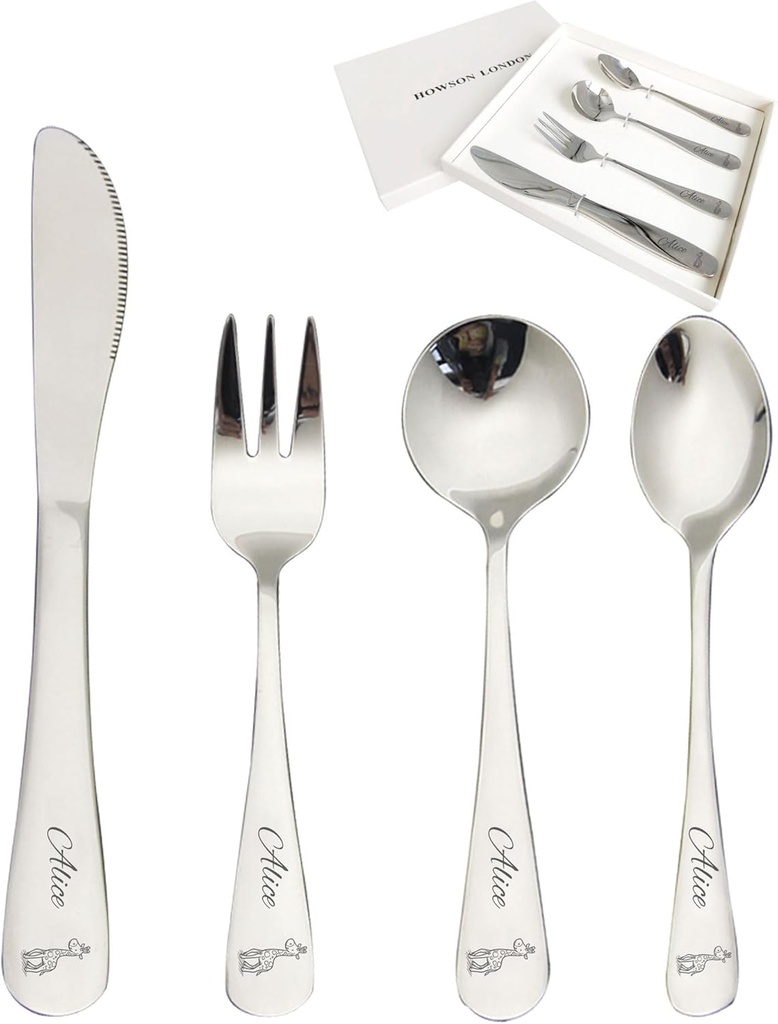 Personalized Toddler Silverware kids Cutlery Set Engraved Stainless Steel Kids Utensils Dinner Forks Knives Spoons with Any Name Stainless Steel Flatware for kid Image 04