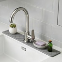 Stone Faucet Mat for Kitchen Sink & Stone Drying Tray for Bathroom, Ultra Fast Absorbing Mat Diatomaceous Earth, 2 Pieces Faucet Mat Together(23.6in * 4in) with a Rag, Stylish Home Gift(Gray)