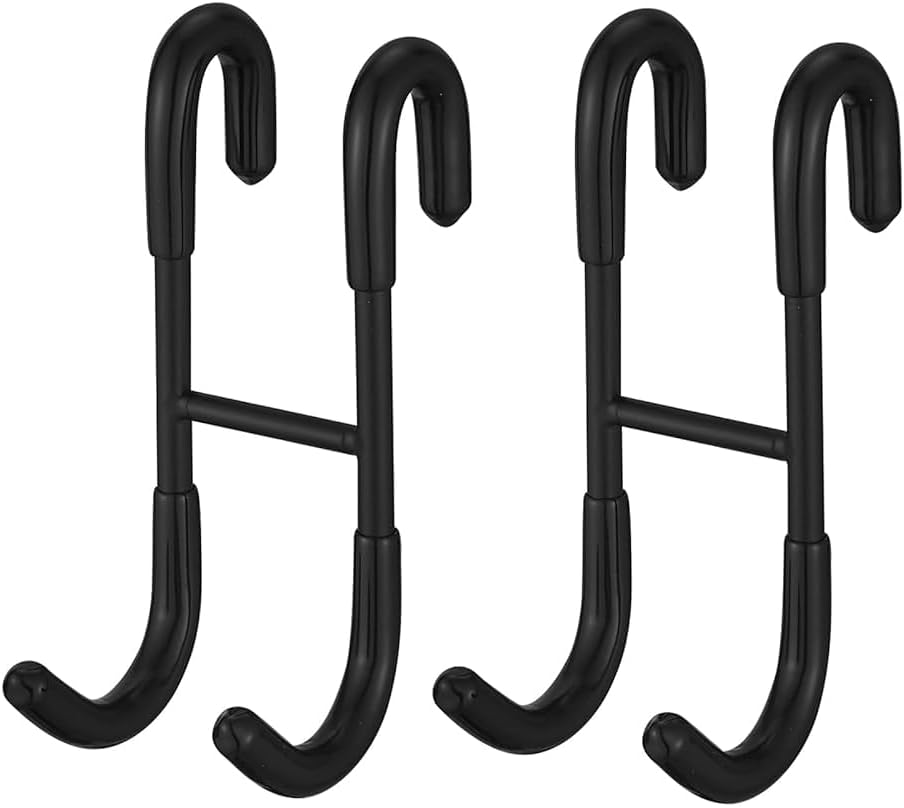 BWE 2 Pack Shower Door Hooks,304 Stainless Steel Over Door Hooks,Towel Hooks for Bathroom Frameless Glass Shower Door 0.47"(12mm),Drilling-Free Hanger Shower Hooks,Matte Black