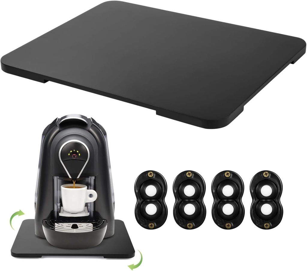 360° Rotating Appliance Tray, Wooden Moving Tray With Recessed Handles & Swivel Wheels, Accommodates Coffee Makers, Air Fryers, And Soda Machines