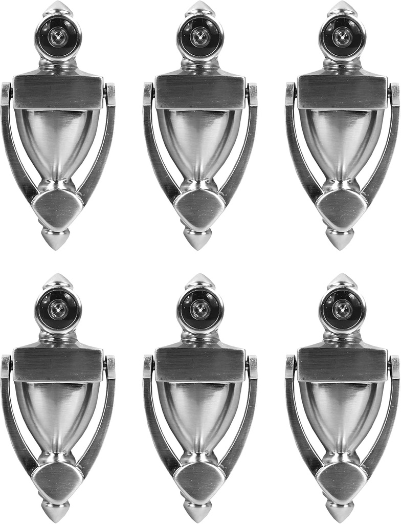 Set of 6 Metal Door Knockers with Viewer - 180 Degree Fish Eye View - Easy to Install - Hardware Included - Instantly Add Value to Your Home (6, Polished Nickel)