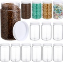 15 Pack 32 oz Plastic Jars with Lids Clear Mason Jars Large Storage Container Wide Mouth Empty Bulk for Home Food Candy Organizing Kitchen(White)