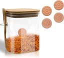 Brown Sugar Keeper Container, Glass Food Container with 4 Terra Cotta Brown Sugar Savers, Glass Container Lid and Spoon for Coffee/Nuts/Cookie/Candy/Tea/Airtight Kitchen Canisters Spice (850ml)