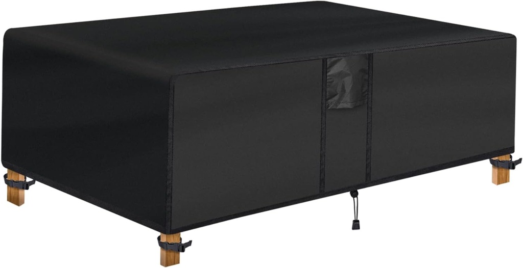 Outdoor Coffee Table Cover - Waterproof Rectangular Patio Coffee Table Cover (48L x 26W x 18H inches, Black) Outdoor Small Side Table Cover Patio Furniture Covers for Outdoor Furniture