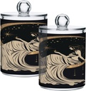 Acrylic Plastic Clear Jar with Lid, Moon Star Woman Witch Airtight Storage Jar 2 Pack Kitchen Storage Containers for Cookie Snack Candy
