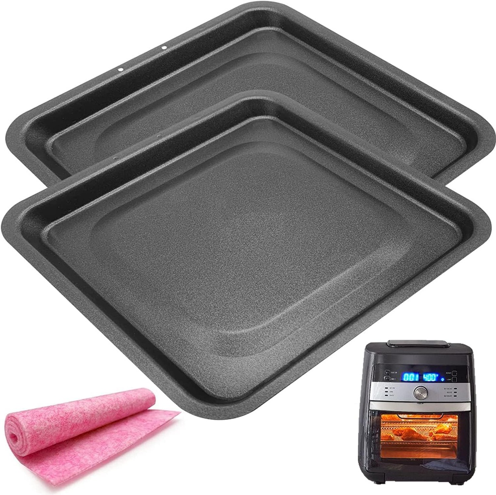 2PCS 10QT Air Fryer Drip Tray for Instants Vortex Plus Air fryers, Premium Nonstick Crumb Tray, Oil Drip Pan for Instants Vortex Pro Innsky Chefman PowerXL Air Fryers, Dishwasher Safe