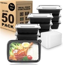 50-Pack Meal Prep Containers, 28 Oz 1-Compartment to go Food Containers with Lids, Reusable Lunch Box |BPA Free|Stackable, Microwave/Dishwasher/Freezer Safe